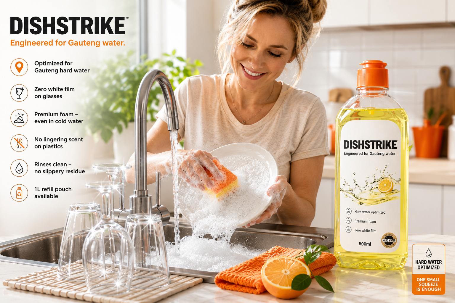 DishStrike hard water cleaning product